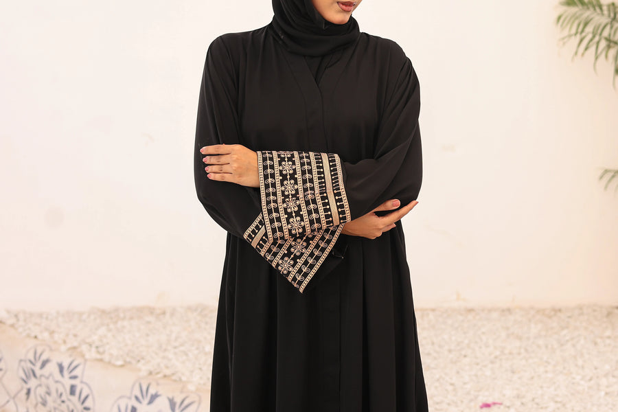 Zarafshan Embroided Abaya - Black