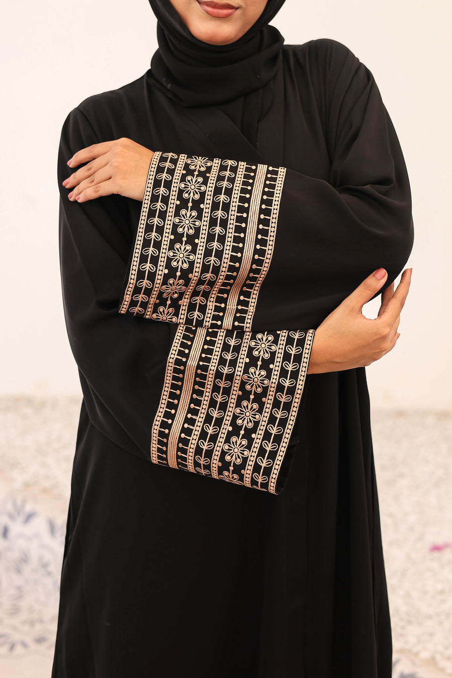 Zarafshan Embroided Abaya - Black